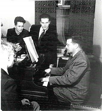 Studing with Dmitry Shostakovich (Boris
                          TchaIkovsky is on the left side)